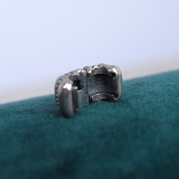 Pandora Dots Ridges Barrel Clip Charm 790446 Retired 925 Sterling Silver Stopper - Picture 5 of 7